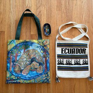 Ecuador Galapagos Tote Bags & Handmade Wooden Dish  NEW